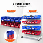 VEVOR plastmasas uzglabāšanas kastes 279 x 127 x 127 mm, piekarināmas un sakraujamas organizēšanas kastes, smagās klases uzglabāšanas konteineri skapim, virtuvei, birojam vai pieliekamajam, 12 gab., zila/sarkana