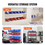 VEVOR plastmasas uzglabāšanas kastes 279 x 127 x 127 mm, piekarināmas un sakraujamas organizēšanas kastes, smagās klases uzglabāšanas konteineri skapim, virtuvei, birojam vai pieliekamajam, 12 gab., zila/sarkana