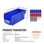 VEVOR plastmasas uzglabāšanas kastes 279 x 127 x 127 mm, piekarināmas un sakraujamas organizēšanas kastes, smagās klases uzglabāšanas konteineri skapim, virtuvei, birojam vai pieliekamajam, 12 gab., zila/sarkana