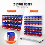 VEVOR plastmasas uzglabāšanas kastes 127 x 102 x 76 mm, piekarināmas un sakraujamas organizēšanas kastes, smagās klases uzglabāšanas konteineri skapim, virtuvei, birojam vai pieliekamajam, 24 gab., zila/sarkana