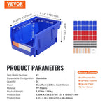 VEVOR plastmasas uzglabāšanas kastes 127 x 102 x 76 mm, piekarināmas un sakraujamas organizēšanas kastes, smagās klases uzglabāšanas konteineri skapim, virtuvei, birojam vai pieliekamajam, 24 gab., zila/sarkana