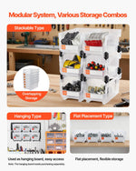 VEVOR sakraujamas plastmasas uzglabāšanas kastes 377 x 215 x 180 mm, konteineri skapim, garāžai, sīkām detaļām, biroja piederumiem un citiem aksesuāriem, 6 gab., caurspīdīgas