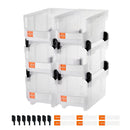 VEVOR sakraujamas plastmasas uzglabāšanas kastes 377 x 215 x 180 mm, konteineri skapim, garāžai, sīkām detaļām, biroja piederumiem un citiem aksesuāriem, 6 gab., caurspīdīgas