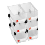 VEVOR sakraujamas plastmasas uzglabāšanas kastes 377 x 215 x 180 mm, konteineri skapim, garāžai, sīkām detaļām, biroja piederumiem un citiem aksesuāriem, 6 gab., caurspīdīgas