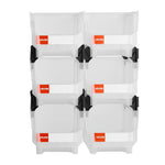 VEVOR sakraujamas plastmasas uzglabāšanas kastes 377 x 215 x 180 mm, konteineri skapim, garāžai, sīkām detaļām, biroja piederumiem un citiem aksesuāriem, 6 gab., caurspīdīgas