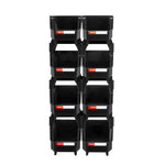 VEVOR sakraujamas plastmasas uzglabāšanas kastes 276 x 140 x 130 mm, konteineri skapim, garāžai, sīkām detaļām, biroja piederumiem un citiem aksesuāriem, 8 gab., melnas