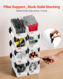 VEVOR sakraujamas plastmasas uzglabāšanas kastes 276 x 140 x 130 mm, konteineri skapim, garāžai, sīkām detaļām, biroja piederumiem un citiem aksesuāriem, 8 gab., caurspīdīgas