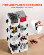 VEVOR sakraujamas plastmasas uzglabāšanas kastes 276 x 140 x 130 mm, konteineri skapim, garāžai, sīkām detaļām, biroja piederumiem un citiem aksesuāriem, 8 gab., caurspīdīgas