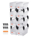 VEVOR sakraujamas plastmasas uzglabāšanas kastes 276 x 140 x 130 mm, konteineri skapim, garāžai, sīkām detaļām, biroja piederumiem un citiem aksesuāriem, 8 gab., caurspīdīgas