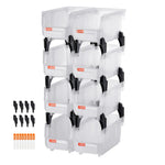 VEVOR sakraujamas plastmasas uzglabāšanas kastes 276 x 140 x 130 mm, konteineri skapim, garāžai, sīkām detaļām, biroja piederumiem un citiem aksesuāriem, 8 gab., caurspīdīgas
