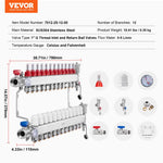 VEVOR 12 zaru starojuma apkures kolektors, 12,7 mm PEX cauruļu kolektors no nerūsējošā tērauda hidrauliskajai grīdas apkurei, PEX kolektora komplekts ar 12,7 mm adapteriem