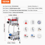 VEVOR 3 zaru starojuma apkures kolektors, 12,7 mm PEX cauruļu kolektors no nerūsējošā tērauda hidrauliskajai grīdas apkurei, PEX kolektora komplekts ar 12,7 mm adapteriem
