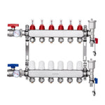 VEVOR 6 zaru starojuma apkures kolektors, 12,7 mm PEX cauruļu kolektors no nerūsējošā tērauda hidrauliskajai grīdas apkurei, PEX kolektora komplekts ar 12,7 mm adapteriem