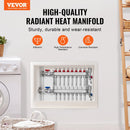 VEVOR 8 zaru starojuma apkures kolektors, 12,7 mm PEX cauruļu kolektors no nerūsējošā tērauda hidrauliskajai grīdas apkurei, PEX kolektora komplekts ar 12,7 mm adapteriem