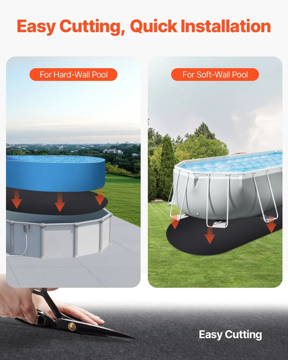 VEVOR baseina ieliktņa paliktnis ovālam virszemes baseinam 4,57 × 9,14 m, īpaši biezs baseina paklājs, aizsardzība pret caurduršanu, pārstrādāta ģeotekstila materiāla pamatne, pagarina ieliktņa kalpošanas laiku