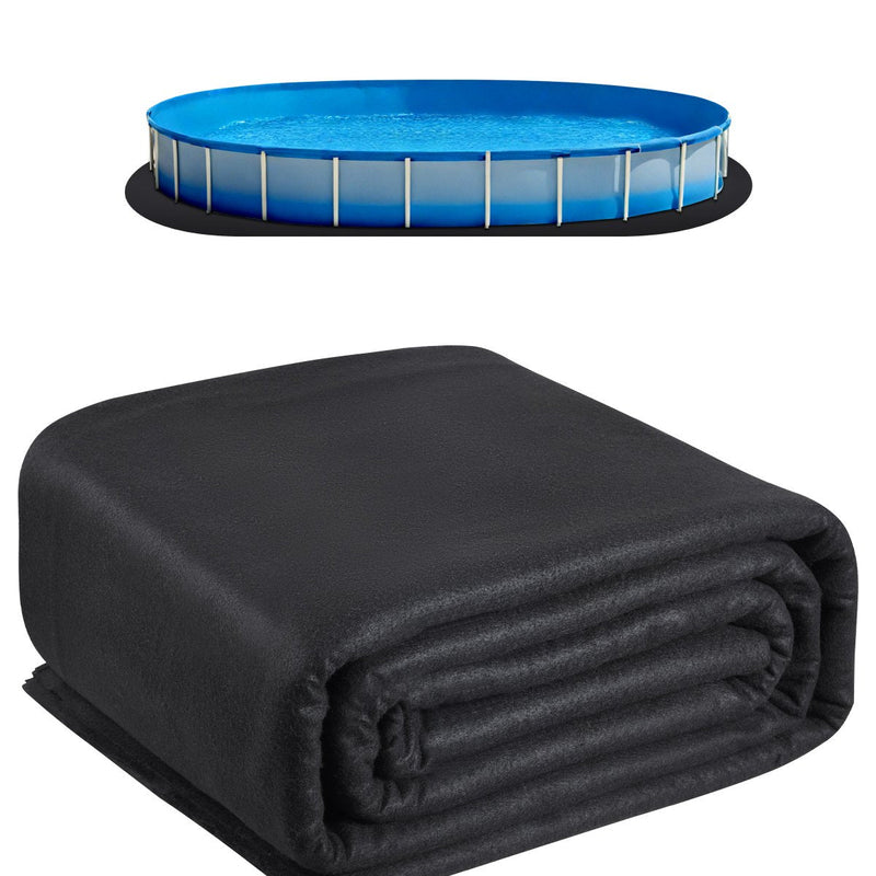 VEVOR baseina ieliktņa paliktnis ovālam virszemes baseinam 3,66 × 7,32 m, īpaši biezs baseina paklājs, aizsardzība pret caurduršanu, pārstrādāta ģeotekstila materiāla pamatne, pagarina ieliktņa kalpošanas laiku