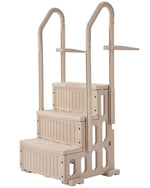 VEVOR baseina kāpnes ar 3 pakāpieniem un dubultām margām, pastiprināti neslīdoši pakāpieni, maksimālā slodze 181 kg, piemērotas 91–122 cm dziļiem iebūvētiem un virszemes baseiniem ar jebkura veida klāja segumu, taupe krāsa