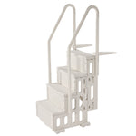 VEVOR baseina kāpnes ar 4 pakāpieniem un dubultām margām, pastiprināti neslīdoši pakāpieni, maksimālā slodze 181,4 kg, piemērotas 122–137 cm dziļiem iebūvētiem un virszemes baseiniem ar jebkura veida klāja segumu, pienbalta krāsa
