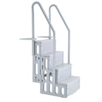 VEVOR baseina kāpnes ar 4 pakāpieniem un dubultām margām, pastiprināti neslīdoši pakāpieni, maksimālā slodze 181 kg, piemērotas 122–137 cm dziļiem iebūvētiem un virszemes baseiniem ar jebkura veida klāja segumu, pelēkā krāsā