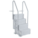 VEVOR baseina kāpnes ar 4 pakāpieniem un dubultām margām, pastiprināti neslīdoši pakāpieni, maksimālā slodze 181 kg, piemērotas 122–137 cm dziļiem iebūvētiem un virszemes baseiniem ar jebkura veida klāja segumu, pelēkā krāsā