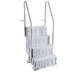 VEVOR baseina kāpnes ar 4 pakāpieniem un dubultām margām, pastiprināti neslīdoši pakāpieni, maksimālā slodze 181 kg, piemērotas 122–137 cm dziļiem iebūvētiem un virszemes baseiniem ar jebkura veida klāja segumu, pelēkā krāsā