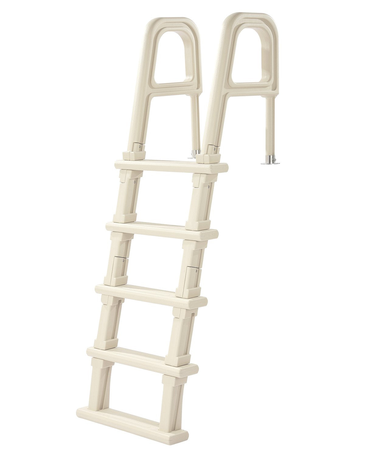 VEVOR baseina kāpnes ar 75° slīpumu, 5 pakāpieni un dubultas margas, pastiprināti neslīdoši pakāpieni, maksimālā slodze 136 kg, piemērotas 122–137 cm dziļiem iebūvētiem un virszemes baseiniem ar jebkura veida klāja segumu lietošanai iekštelpās un ārā