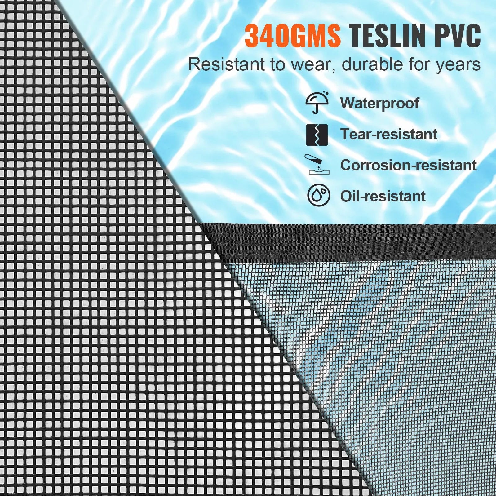 VEVOR baseina žogs 1,2 × 21,9 m, noņemams bērnu drošības žogs iebūvētiem baseiniem, viegli uzstādāms DIY peldbaseina žogs, 340 g/m² Teslin PVC sieta materiāls bērnu un mājdzīvnieku aizsardzībai
