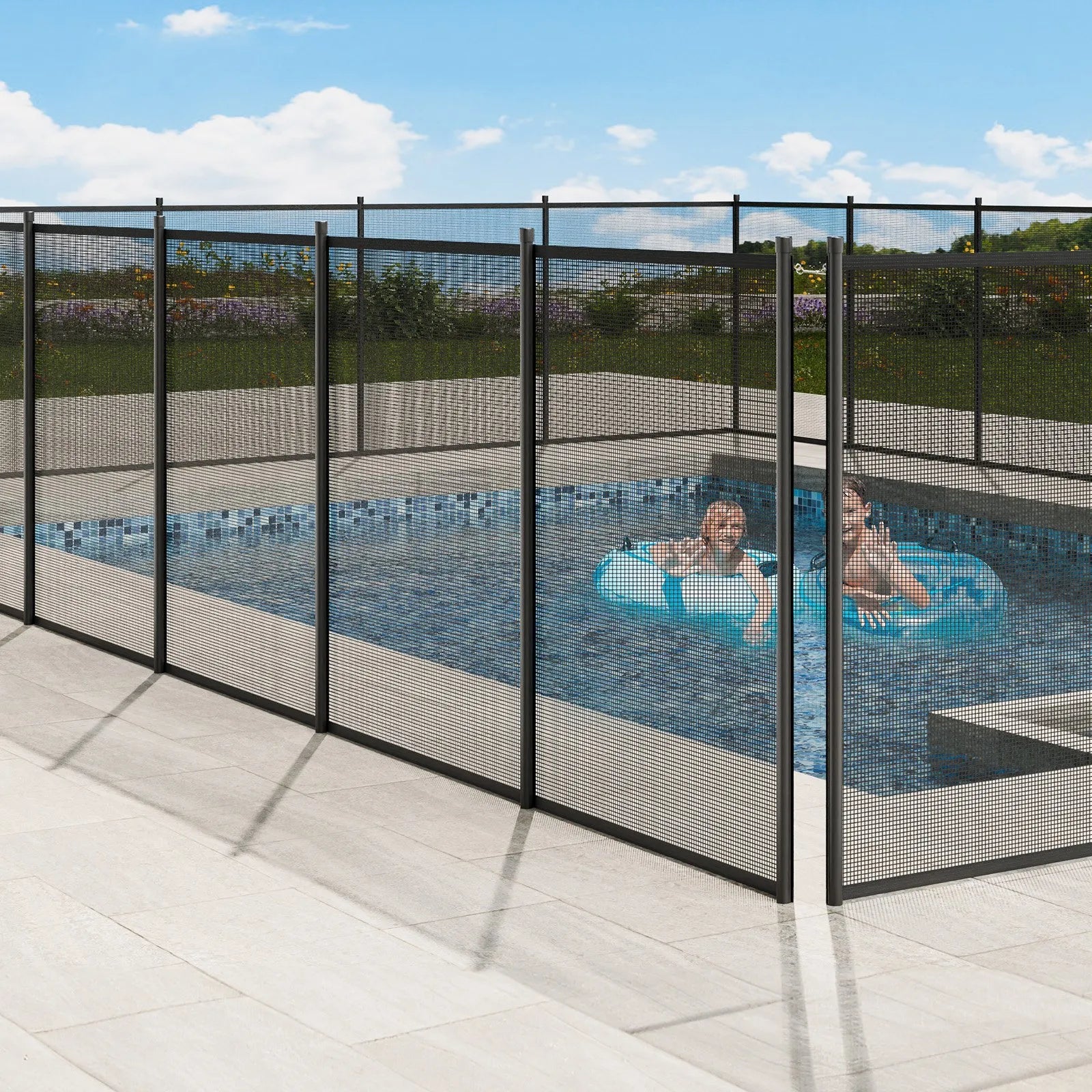 VEVOR baseina žogs 1,2 × 21,9 m, noņemams bērnu drošības žogs iebūvētiem baseiniem, viegli uzstādāms DIY peldbaseina žogs, 340 g/m² Teslin PVC sieta materiāls bērnu un mājdzīvnieku aizsardzībai