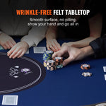 VEVOR salokāms pokera galds 10 spēlētājiem, 2133,6 mm ovāls kazino tipa galds Blackjack un Texas Hold’em ar polsterētām malām un nerūsējošā tērauda glāžu turētājiem, pārnēsājams kāršu spēļu galds