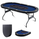 VEVOR salokāms pokera galds 10 spēlētājiem, 2133,6 mm ovāls kazino tipa galds Blackjack un Texas Hold’em ar polsterētām malām un nerūsējošā tērauda glāžu turētājiem, pārnēsājams kāršu spēļu galds