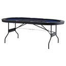 VEVOR salokāms pokera galds 10 spēlētājiem, 2133,6 mm ovāls kazino tipa galds Blackjack un Texas Hold’em ar polsterētām malām un nerūsējošā tērauda glāžu turētājiem, pārnēsājams kāršu spēļu galds