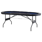 VEVOR salokāms pokera galds 10 spēlētājiem, 2133,6 mm ovāls kazino tipa galds Blackjack un Texas Hold’em ar polsterētām malām un nerūsējošā tērauda glāžu turētājiem, pārnēsājams kāršu spēļu galds