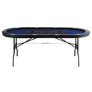 VEVOR salokāms pokera galds 10 spēlētājiem, 2133,6 mm ovāls kazino tipa galds Blackjack un Texas Hold’em ar polsterētām malām un nerūsējošā tērauda glāžu turētājiem, pārnēsājams kāršu spēļu galds