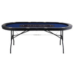 VEVOR salokāms pokera galds 10 spēlētājiem, 2133,6 mm ovāls kazino tipa galds Blackjack un Texas Hold’em ar polsterētām malām un nerūsējošā tērauda glāžu turētājiem, pārnēsājams kāršu spēļu galds