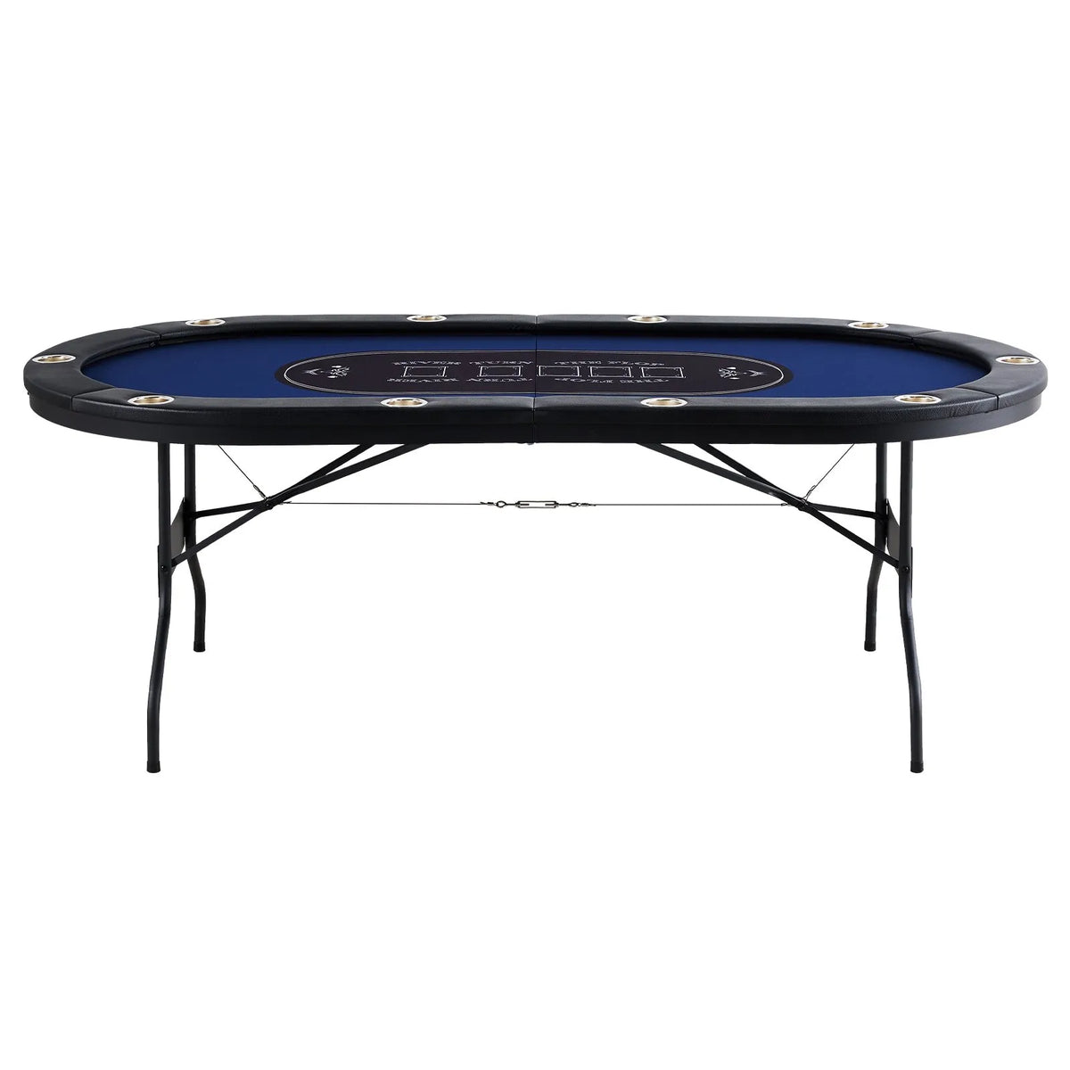 VEVOR salokāms pokera galds 10 spēlētājiem, 2133,6 mm ovāls kazino tipa galds Blackjack un Texas Hold’em ar polsterētām malām un nerūsējošā tērauda glāžu turētājiem, pārnēsājams kāršu spēļu galds