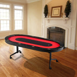 VEVOR salokāms pokera galds 10 spēlētājiem, 2286 mm ovāls kazino tipa galds Blackjack un Texas Hold’em ar polsterētām malām un nerūsējošā tērauda glāžu turētājiem, pārnēsājams kāršu spēļu galds