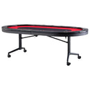 VEVOR salokāms pokera galds 10 spēlētājiem, 2286 mm ovāls kazino tipa galds Blackjack un Texas Hold’em ar polsterētām malām un nerūsējošā tērauda glāžu turētājiem, pārnēsājams kāršu spēļu galds