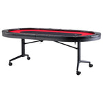 VEVOR salokāms pokera galds 10 spēlētājiem, 2286 mm ovāls kazino tipa galds Blackjack un Texas Hold’em ar polsterētām malām un nerūsējošā tērauda glāžu turētājiem, pārnēsājams kāršu spēļu galds