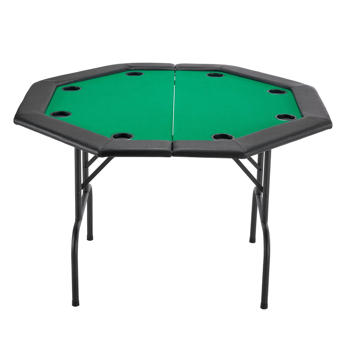 VEVOR salokāms pokera galds 8 spēlētājiem, 1220 mm kazino tipa atpūtas galds ar polsterētām malām un glāžu turētājiem, astoņstūra pārnēsājams spēļu galds ar filca pārklājumu un metāla kājām, piemērots Texas Hold’em un Blackjack spēlei
