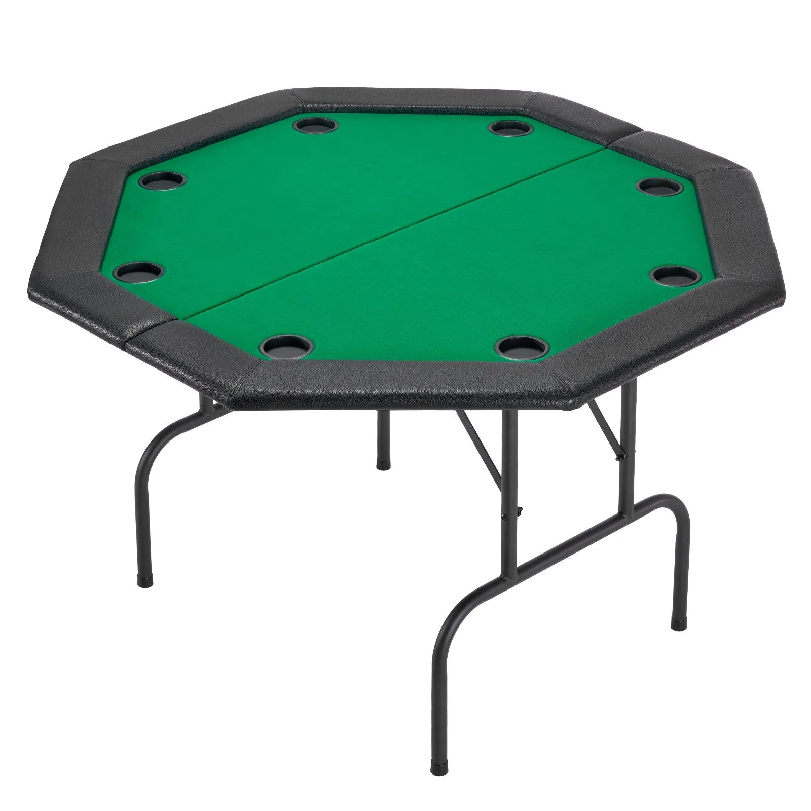 VEVOR salokāms pokera galds 8 spēlētājiem, 1220 mm kazino tipa atpūtas galds ar polsterētām malām un glāžu turētājiem, astoņstūra pārnēsājams spēļu galds ar filca pārklājumu un metāla kājām, piemērots Texas Hold’em un Blackjack spēlei