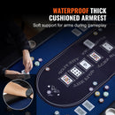 VEVOR salokāms pokera galds 8 spēlētājiem, 1830 mm ovāls kazino tipa galds Blackjack un Texas Hold’em ar polsterētām malām un nerūsējošā tērauda glāžu turētājiem, pārnēsājams kāršu spēļu galds