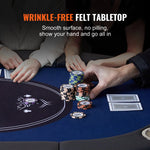 VEVOR salokāms pokera galds 8 spēlētājiem, 1830 mm ovāls kazino tipa galds Blackjack un Texas Hold’em ar polsterētām malām un nerūsējošā tērauda glāžu turētājiem, pārnēsājams kāršu spēļu galds
