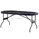 VEVOR salokāms pokera galds 8 spēlētājiem, 1830 mm ovāls kazino tipa galds Blackjack un Texas Hold’em ar polsterētām malām un nerūsējošā tērauda glāžu turētājiem, pārnēsājams kāršu spēļu galds
