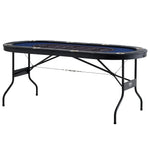 VEVOR salokāms pokera galds 8 spēlētājiem, 1830 mm ovāls kazino tipa galds Blackjack un Texas Hold’em ar polsterētām malām un nerūsējošā tērauda glāžu turētājiem, pārnēsājams kāršu spēļu galds