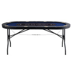 VEVOR salokāms pokera galds 8 spēlētājiem, 1830 mm ovāls kazino tipa galds Blackjack un Texas Hold’em ar polsterētām malām un nerūsējošā tērauda glāžu turētājiem, pārnēsājams kāršu spēļu galds