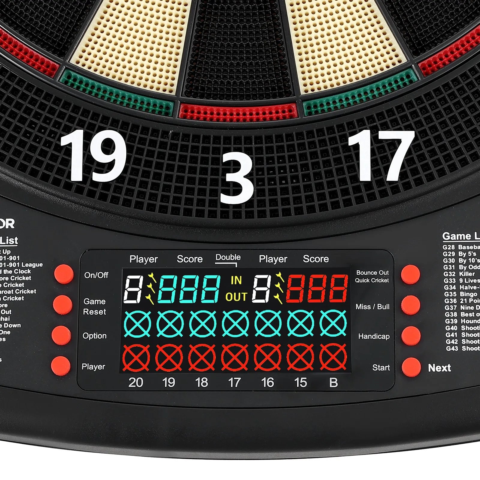 VEVOR elektroniskais šautriņu dēlis 336 mm ar 43 spēlēm un 200+ variācijām līdz 8 spēlētājiem, 6 šautriņu kātiņi ar spārniņiem un 50 mīkstie uzgaļi, krāsu LCD punktu ekrāns mājas ballītēm un spēļu istabai