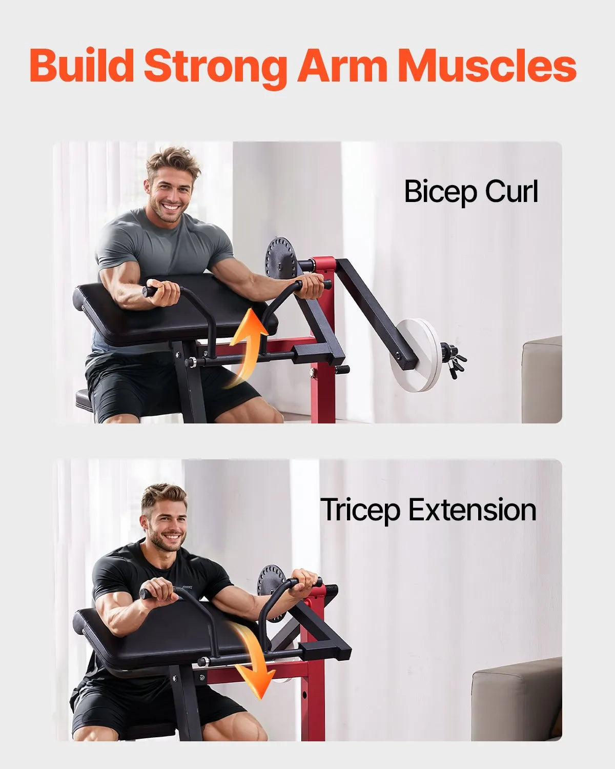 VEVOR bicepsu un tricepsu trenažieris 2 vienā, sēdošs izolēts roku treniņu sols spēka treniņiem, daudzfunkcionāls treniņu sols mājas sporta zālei