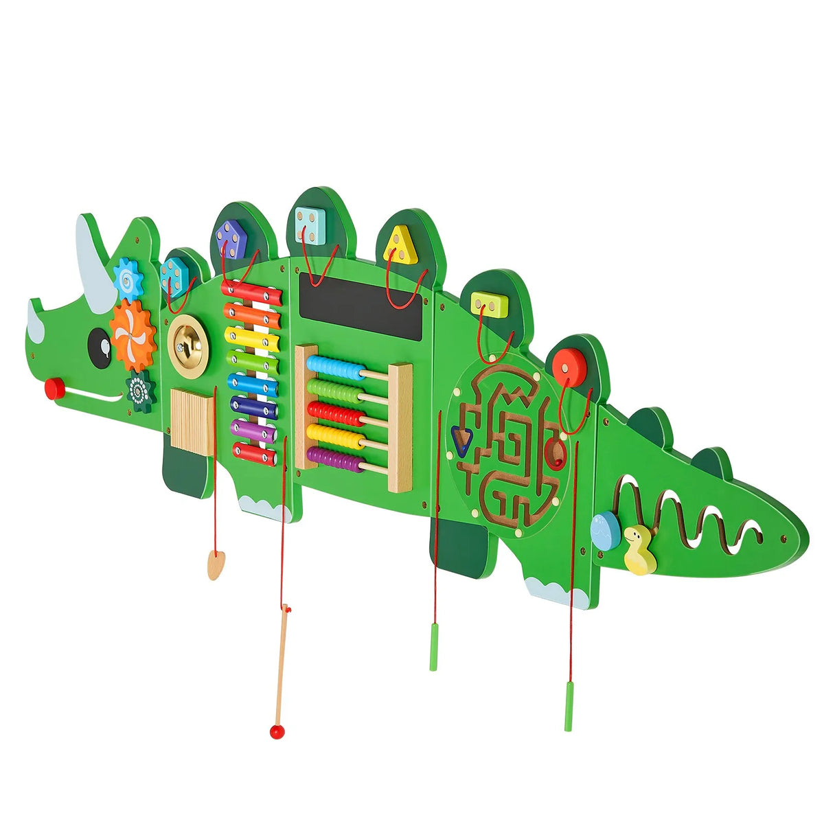 VEVOR Bērnu aktivitāšu sienas panelis “Dinosaur” ar 11 aktivitātēm, Montessori sensorā siena bērniem 3–12 gadiem, mācību aktivitāšu centrs rotaļu istabai, bērnudārzam un klasei