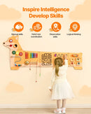 VEVOR Bērnu aktivitāšu sienas panelis “Puppy” ar 12 aktivitātēm, Montessori sensorā siena bērniem 3–12 gadiem, mācību aktivitāšu centrs rotaļu istabai, bērnudārzam un klasei