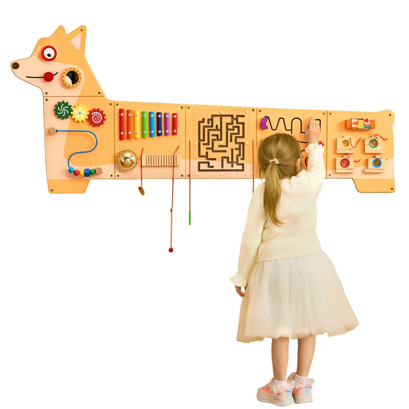 VEVOR Bērnu aktivitāšu sienas panelis “Puppy” ar 12 aktivitātēm, Montessori sensorā siena bērniem 3–12 gadiem, mācību aktivitāšu centrs rotaļu istabai, bērnudārzam un klasei